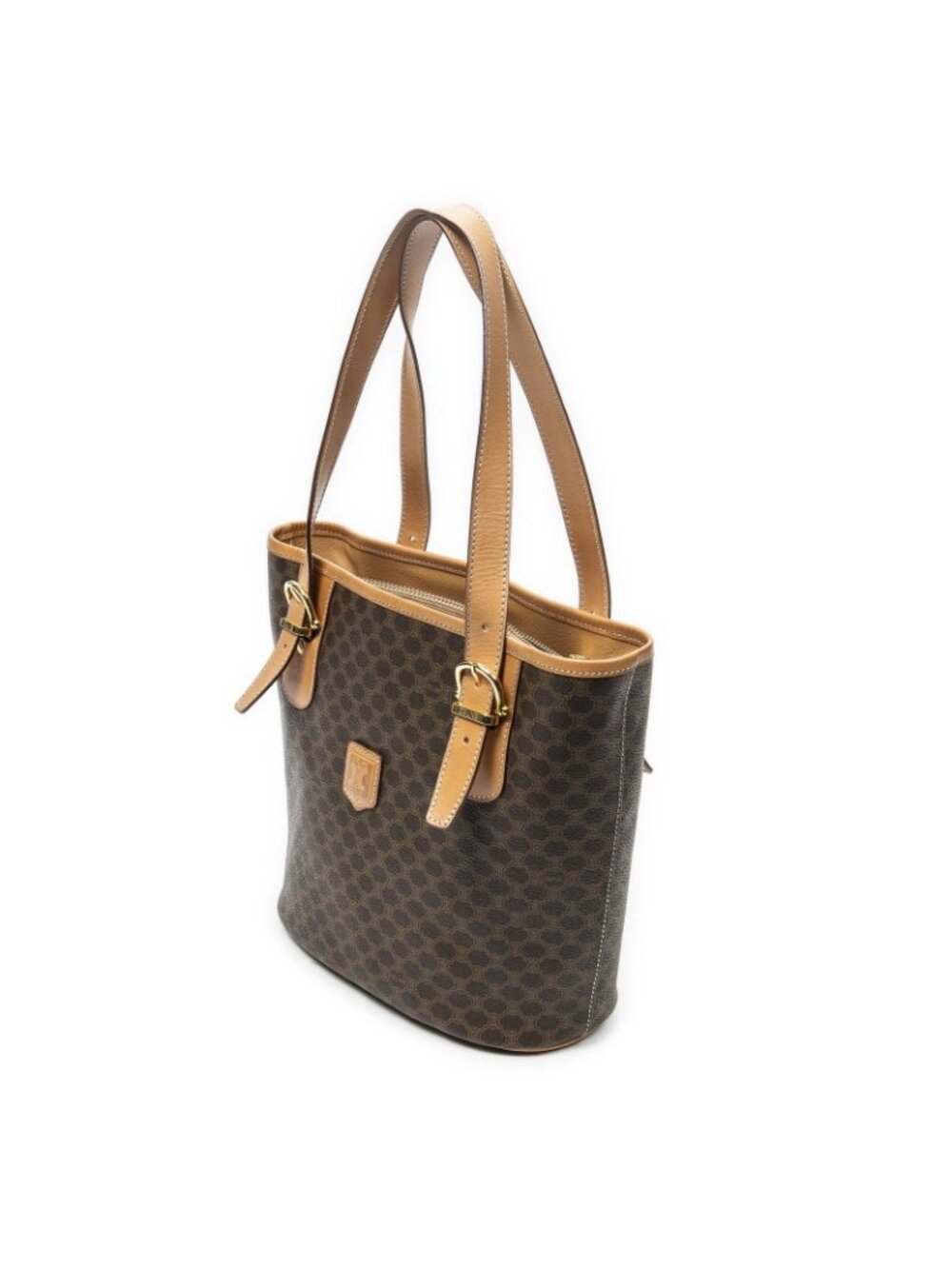 Celine Vintage Bucket Tote Brown Macadam Canvas - Picture 2 of 10